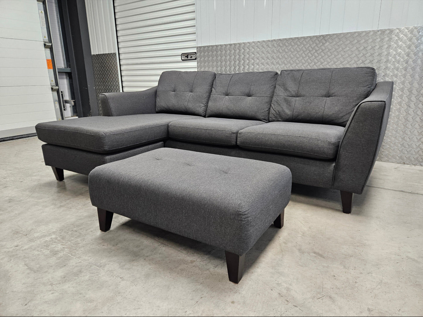Dfs L-Shaped Sofa with Footstool- Reversible Lounger