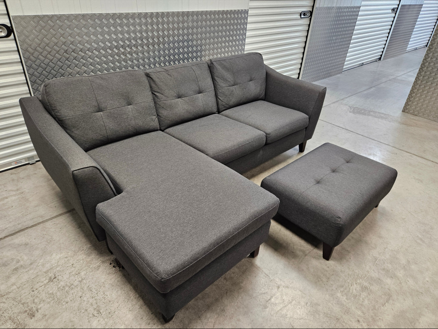 Dfs L-Shaped Sofa with Footstool- Reversible Lounger