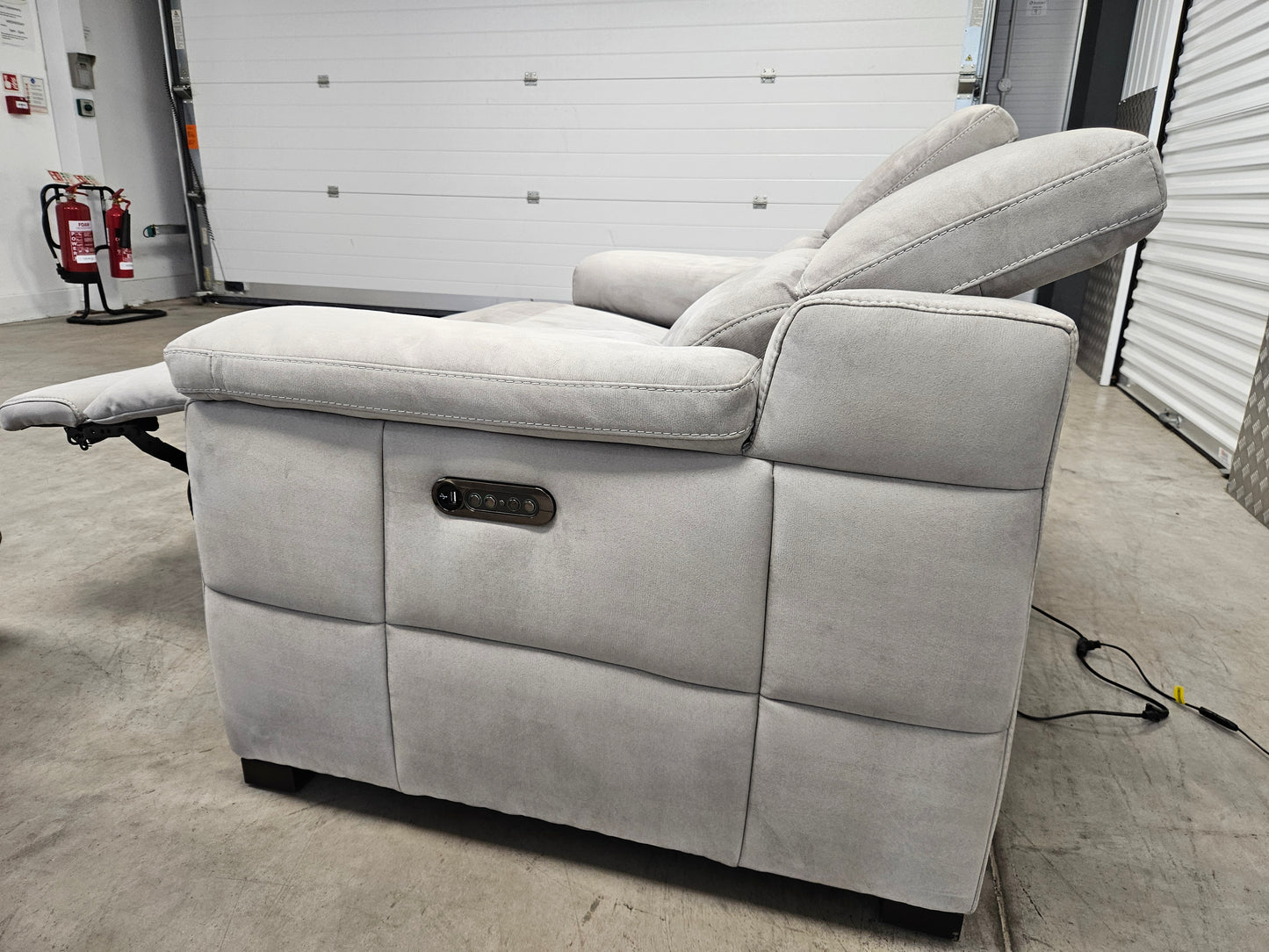 2×Sofology Laurence 2 Seater Power Recliner Sofas with Power Headrests