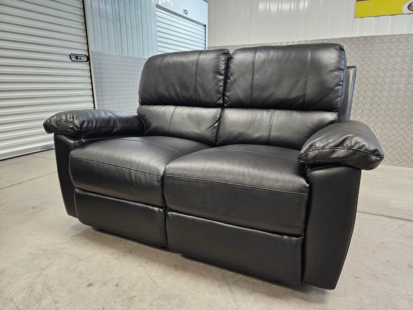 2+2 Toby Black Faux Leather Manual Recliner Sofas