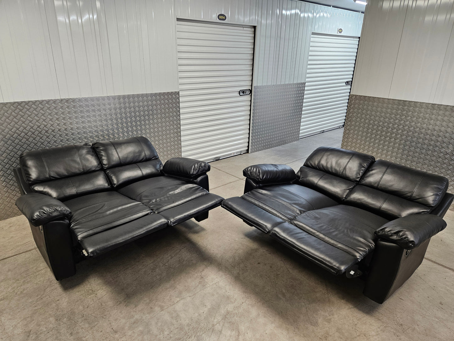 2+2 Toby Black Faux Leather Manual Recliner Sofas