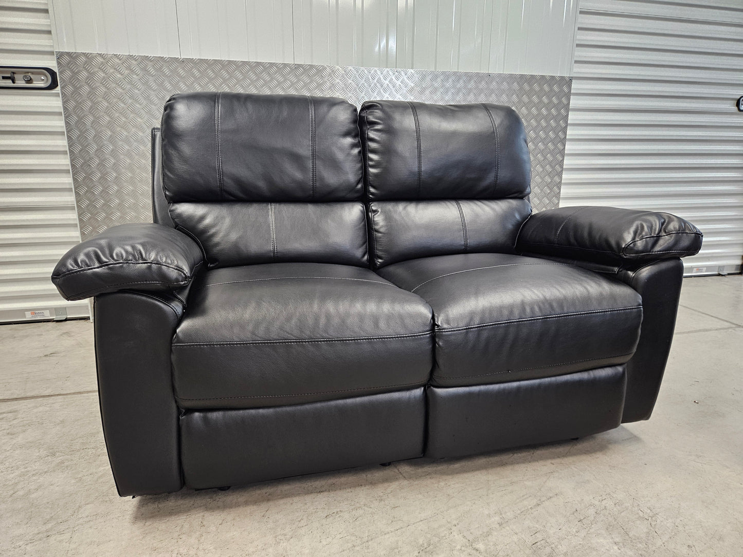 2+2 Toby Black Faux Leather Manual Recliner Sofas