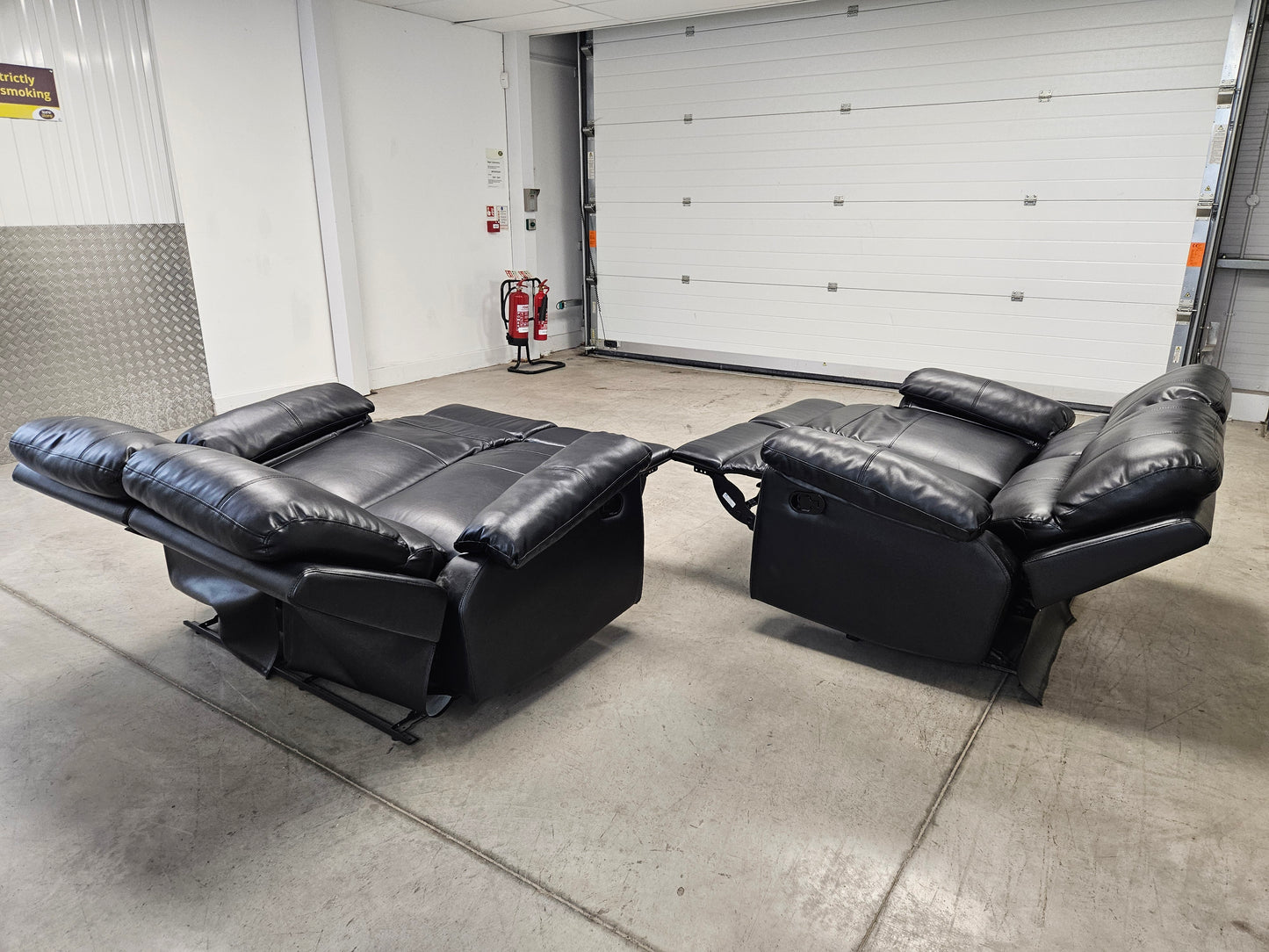2+2 Toby Black Faux Leather Manual Recliner Sofas
