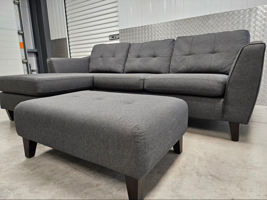 Dfs L-Shaped Sofa with Footstool- Reversible Lounger