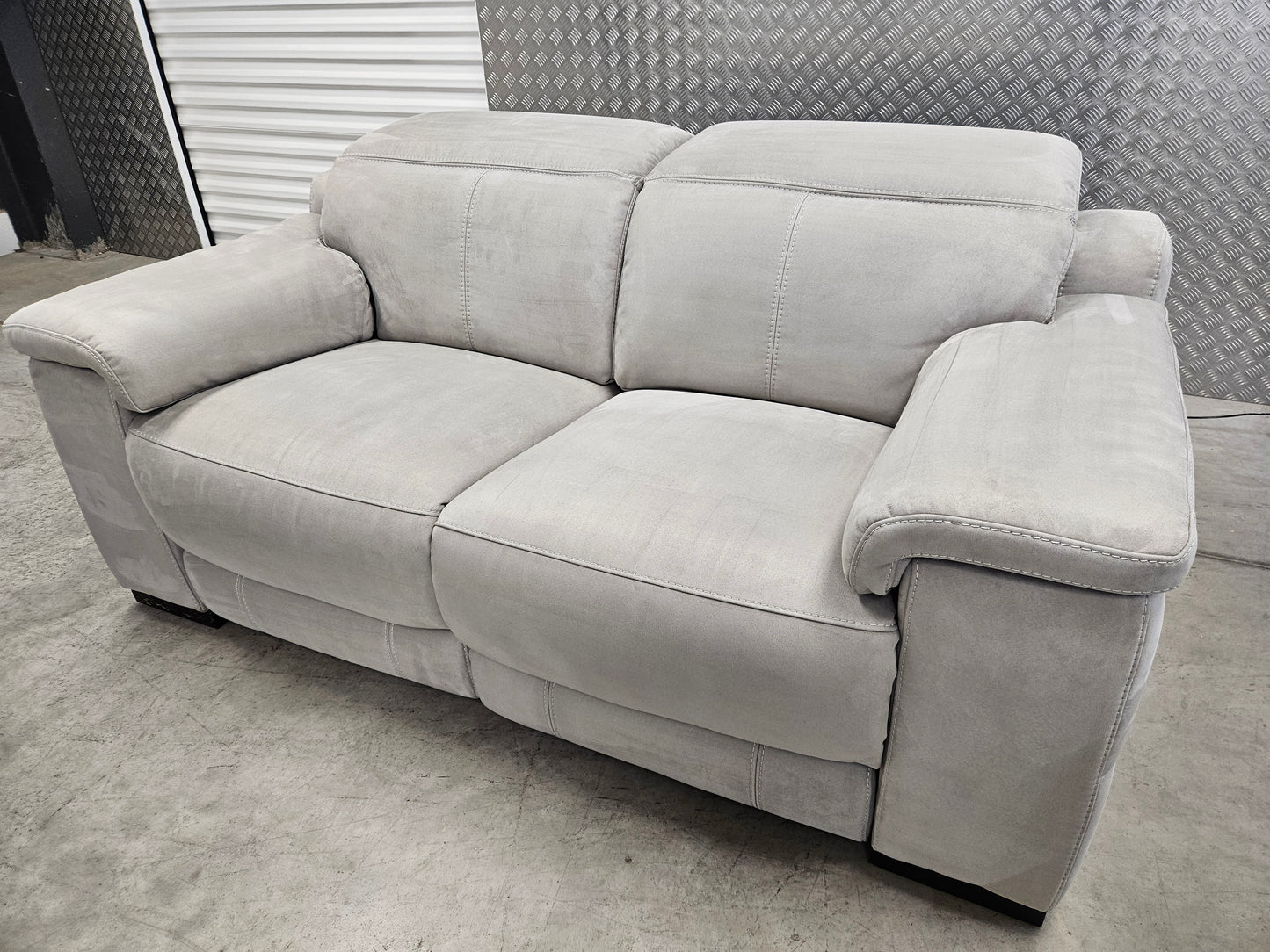 2×Sofology Laurence 2 Seater Power Recliner Sofas with Power Headrests