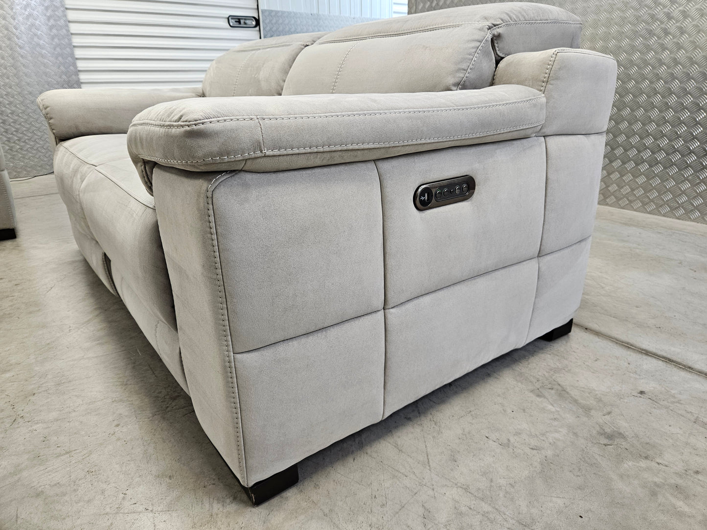 2×Sofology Laurence 2 Seater Power Recliner Sofas with Power Headrests