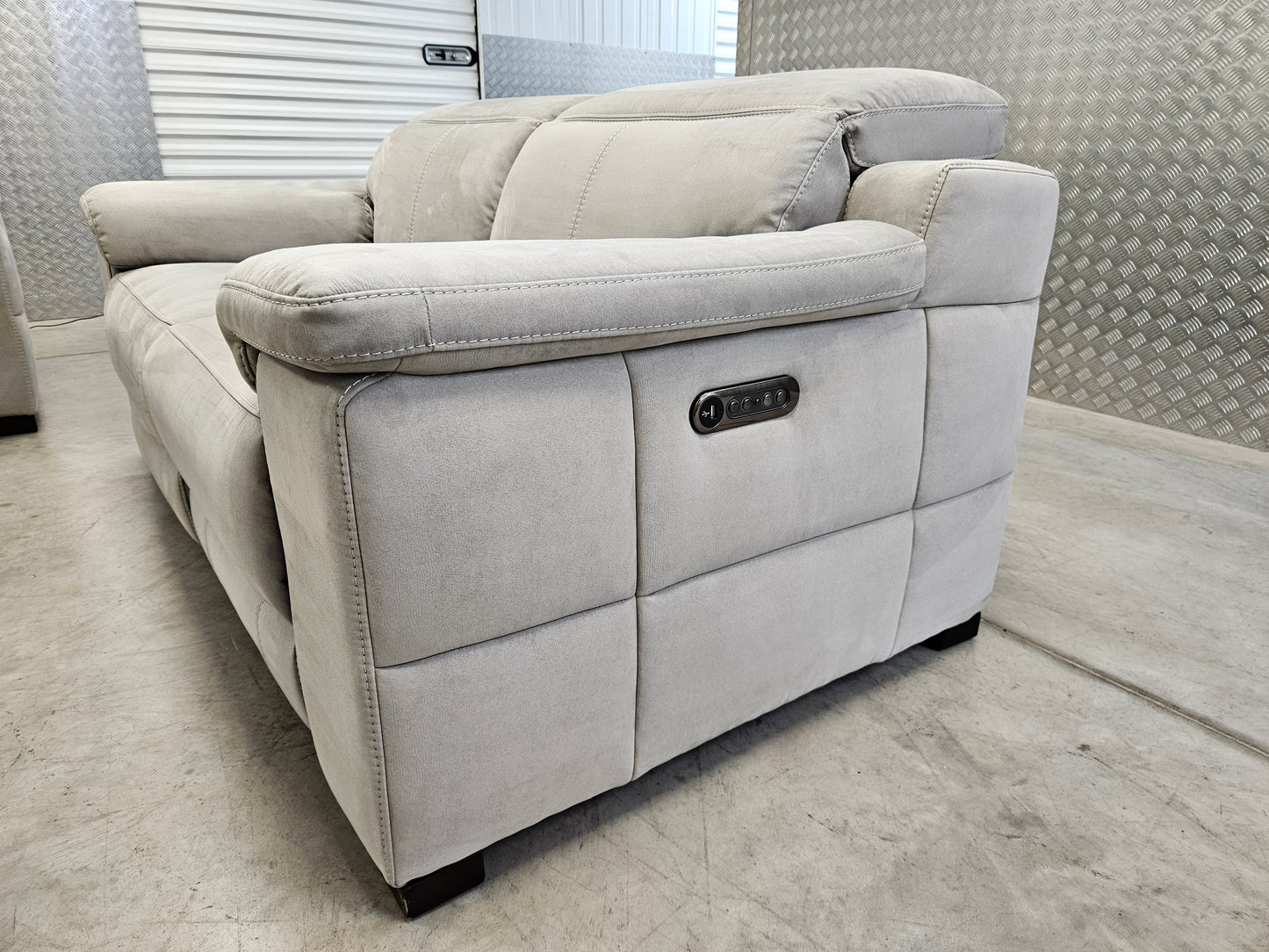 2×Sofology Laurence 2 Seater Power Recliner Sofas with Power Headrests
