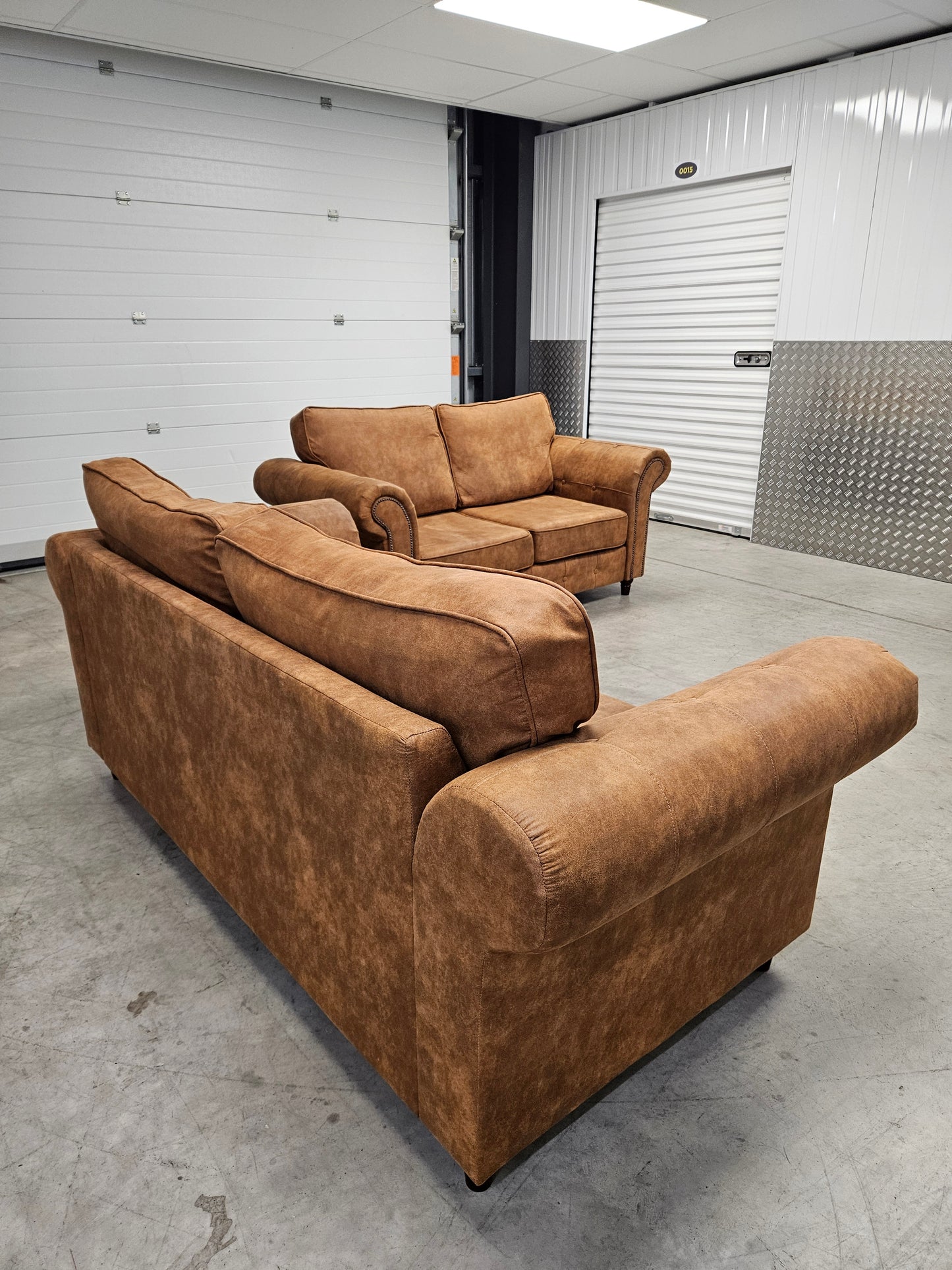 Oakland Furniture 3+2 Sofa Set – Leather Effect Tan