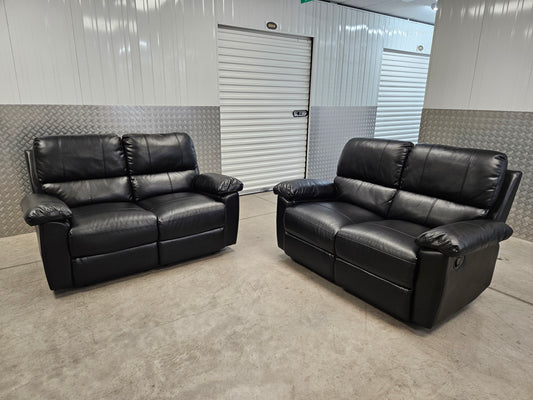 2+2 Toby Black Faux Leather Manual Recliner Sofas