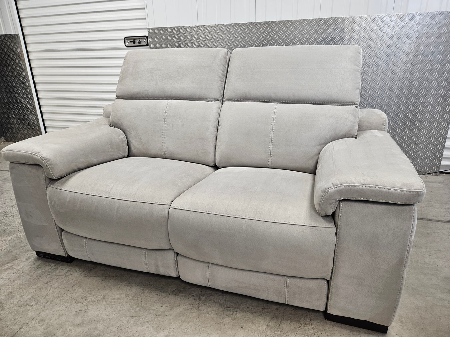 2×Sofology Laurence 2 Seater Power Recliner Sofas with Power Headrests