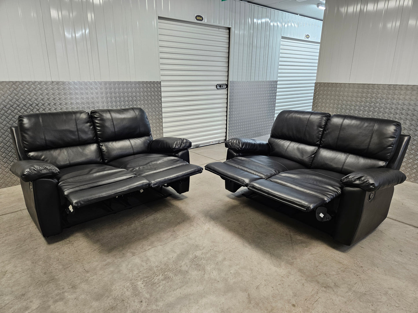 2+2 Toby Black Faux Leather Manual Recliner Sofas